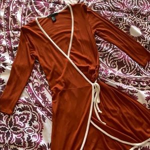 Burnt orange wrap dress